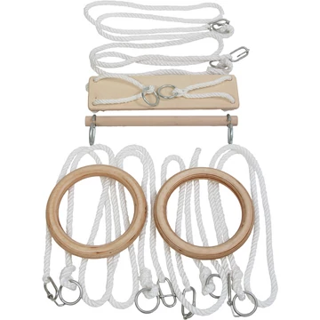 Tornakészlet (hinta, nyújtó, felnőtt gyürűkarika, 3 pár gyűrűskötél) IV.