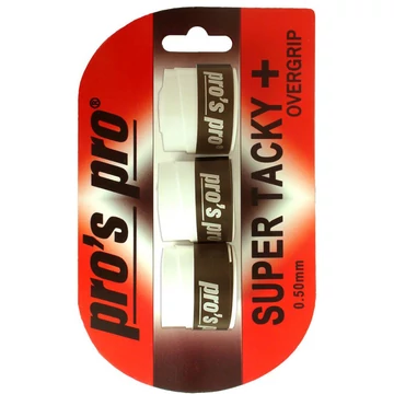 Teniszütő grip Pro's Pro Super Tacky Plus fehér 3 db