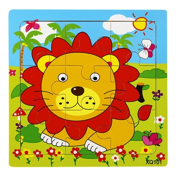 Fa puzzle oroszlános