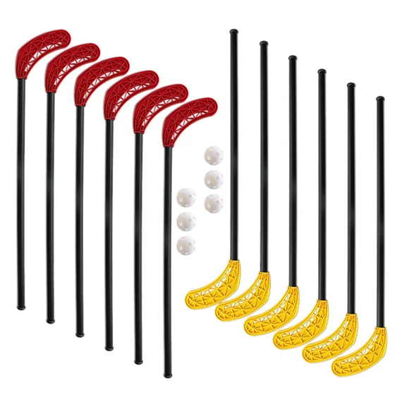 Floorball készlet Poppis 95/108 cm 2x6 ütő 6 labda kül- és beltérre
