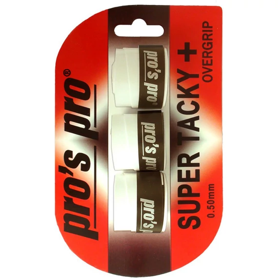 Teniszütő grip Pro's Pro Super Tacky Plus fehér 3 db