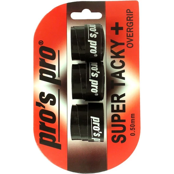 Teniszütő grip Pro's Pro Super Tacky Plus fekete 3 db