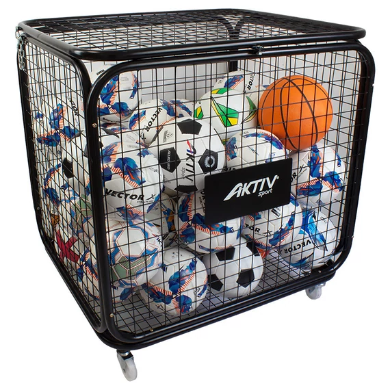 Labdatartó kocsi Aktivsport zárható 70x70x80 cm