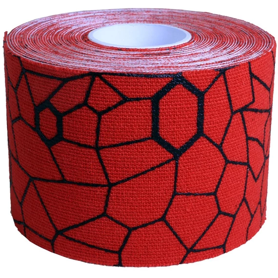 Kineziológiai tapasz Thera-Band 500x5 cm piros, fekete mintával