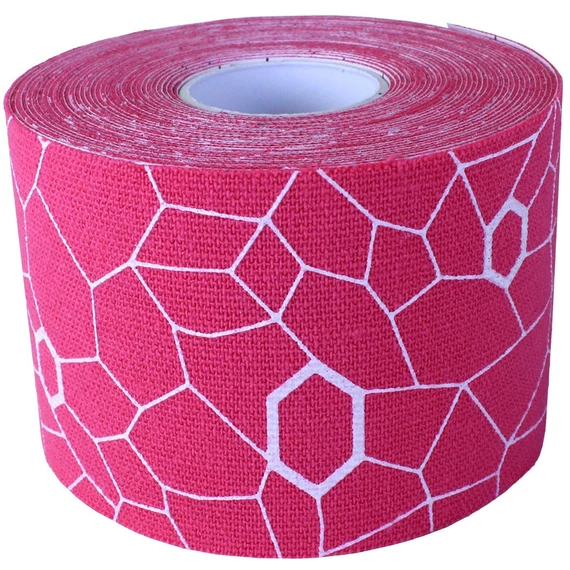 Kineziológiai tapasz Thera-Band 500x5 cm rózsaszín, fehér mintával