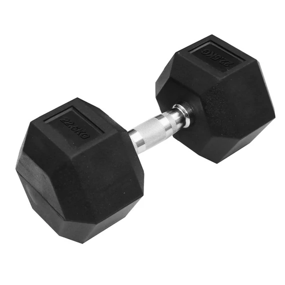 Hatszögletű gumírozott kézisúlyzó Trendy 22,5 kg