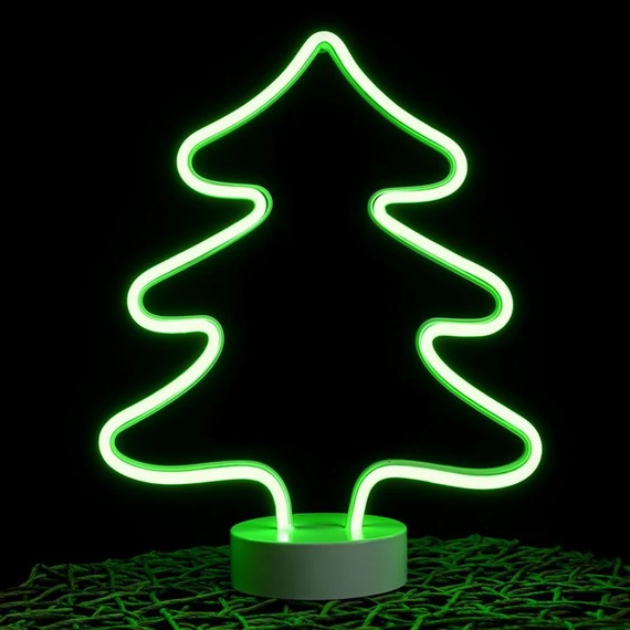 Neon ablakdísz fenyő motívum 31x25 cm
