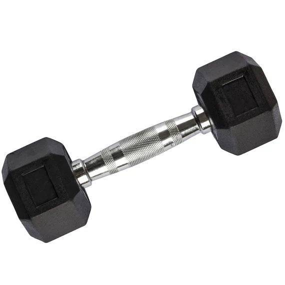 Hatszögletű gumírozott fix kézisúlyzó 6 kg