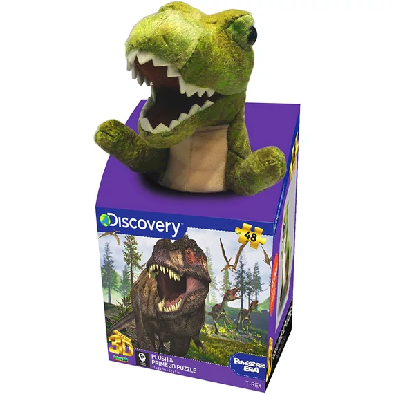 3D puzzle Prime 3D Tyrannosaurus 48 darabos plüss játékkal