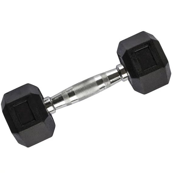 Hatszögletű gumírozott fix kézisúlyzó 7 kg